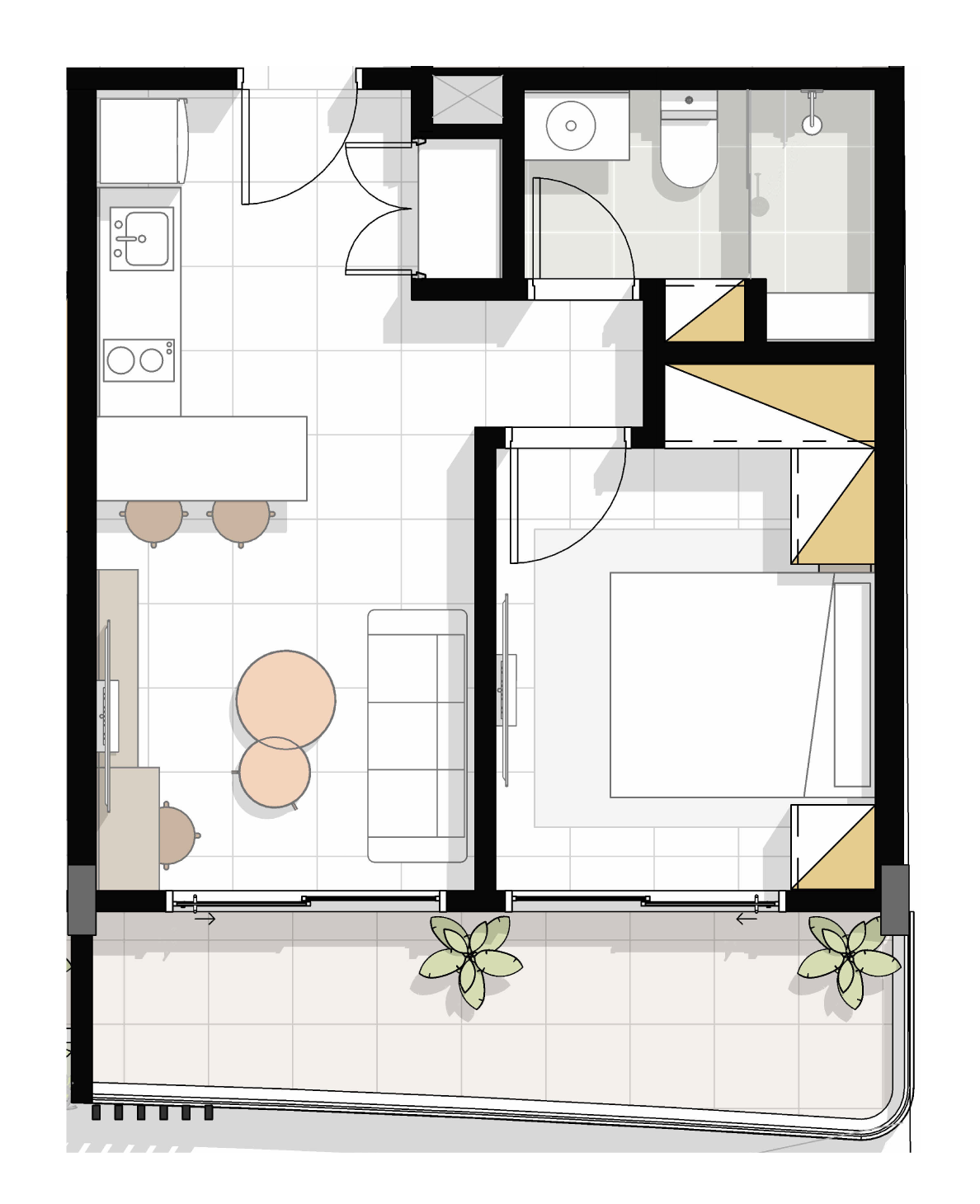 1 Bedroom floor plan