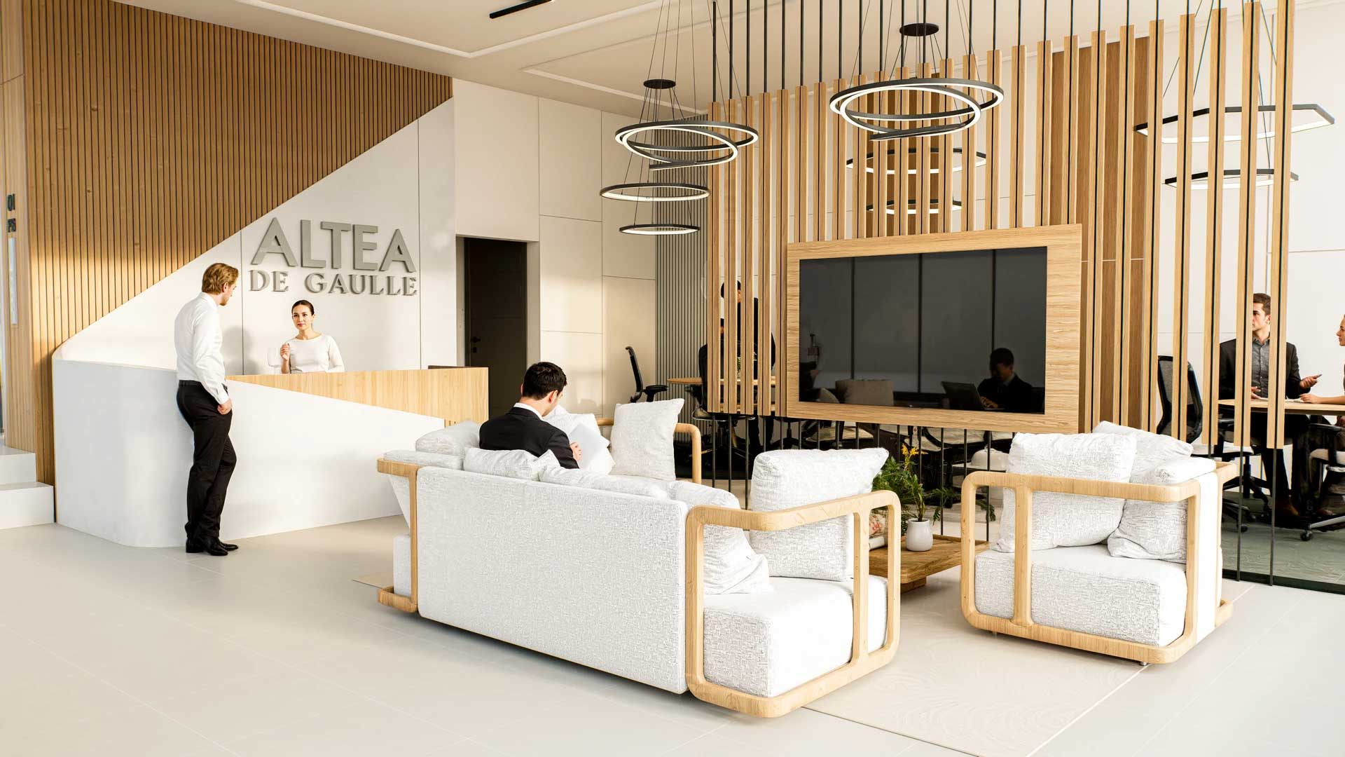 Elegant entry lobby with reception